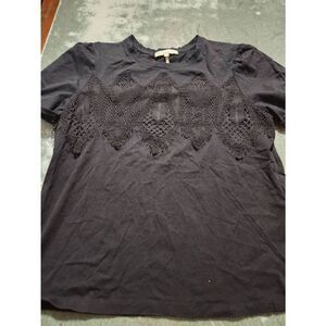 Maje black lace insert tshirt sz 1 (Small)